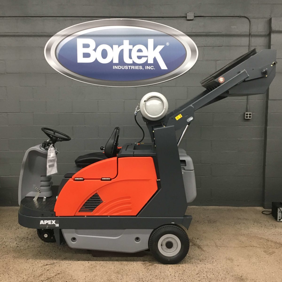 PowerBoss Apex 58 Floor Sweeper Hopper Raised