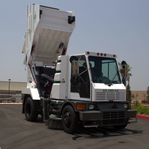 Global-Environmental-M4-Street-Sweeper-Four-Wheel-raised-hopper Global M4 Street Sweeper Raised Hopper