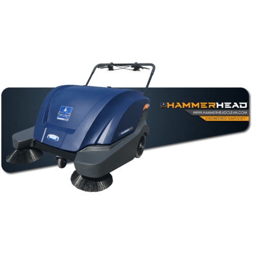 Hammerhead 900SX- Walk Behind Battery Powered Sweeper- Front Left Side-wm HammerHead 900SX - Walk-Behind Floor Sweeper