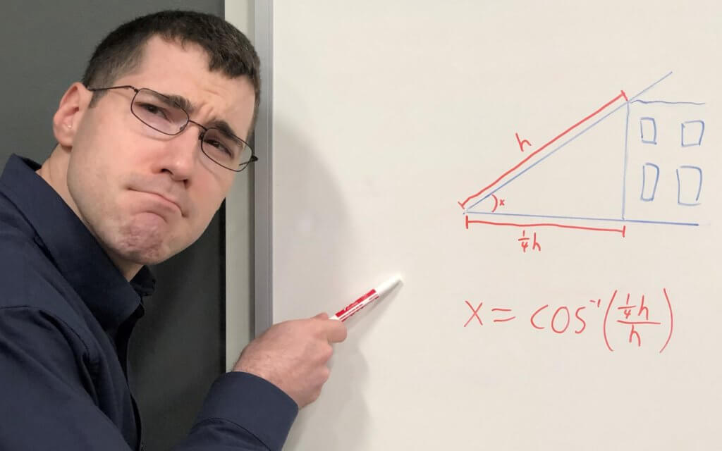 How to calculate a safe angle for ladder safety using trigonometry.