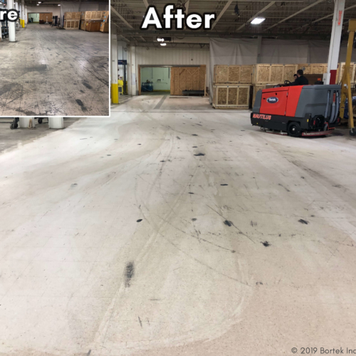 Before and after cleaning floor comparison